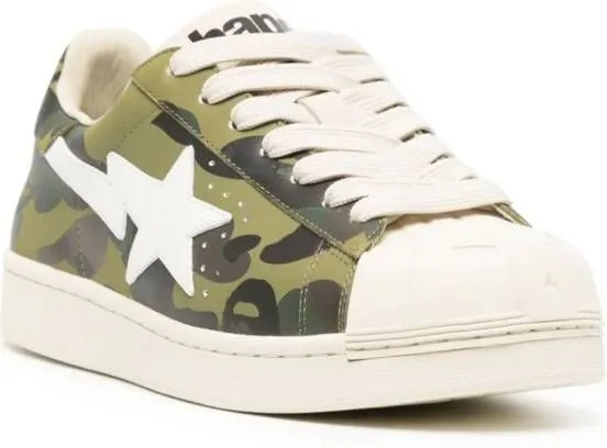 A BATHING APE Skull STA 1st leather sneakers Green