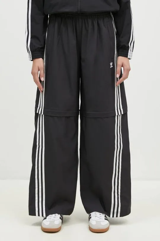 adidas Originals joggers Oversized Zip Off Track Pant black color with an application JM9254