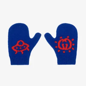 Baby Boys Blue Wool Mittens