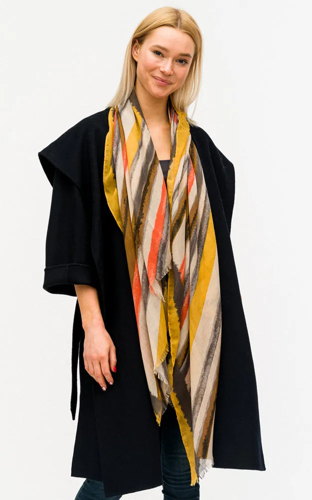 BASC6052 Multi Color Striped Print Oblong Scarf