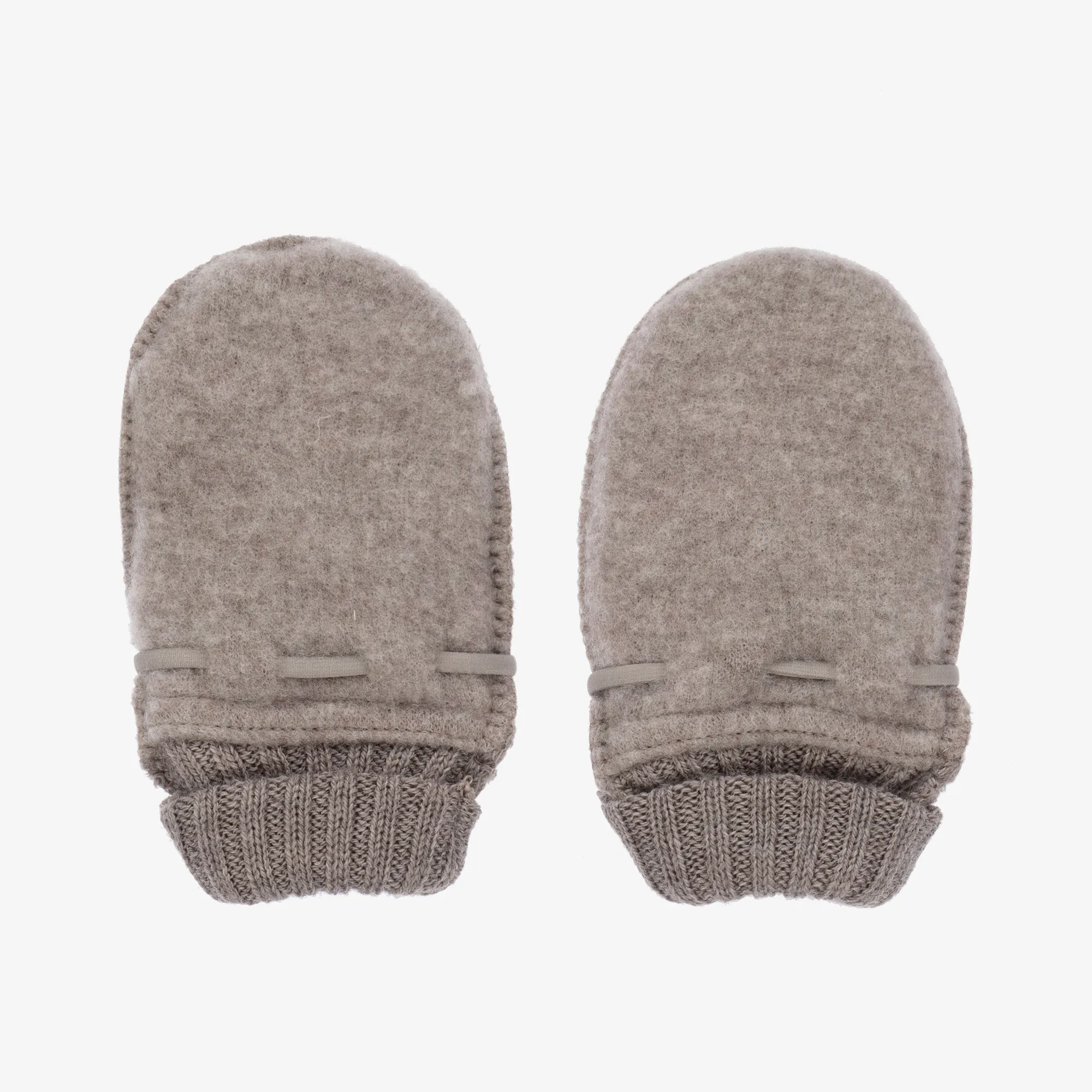 Beige Merino Wool Baby Mittens