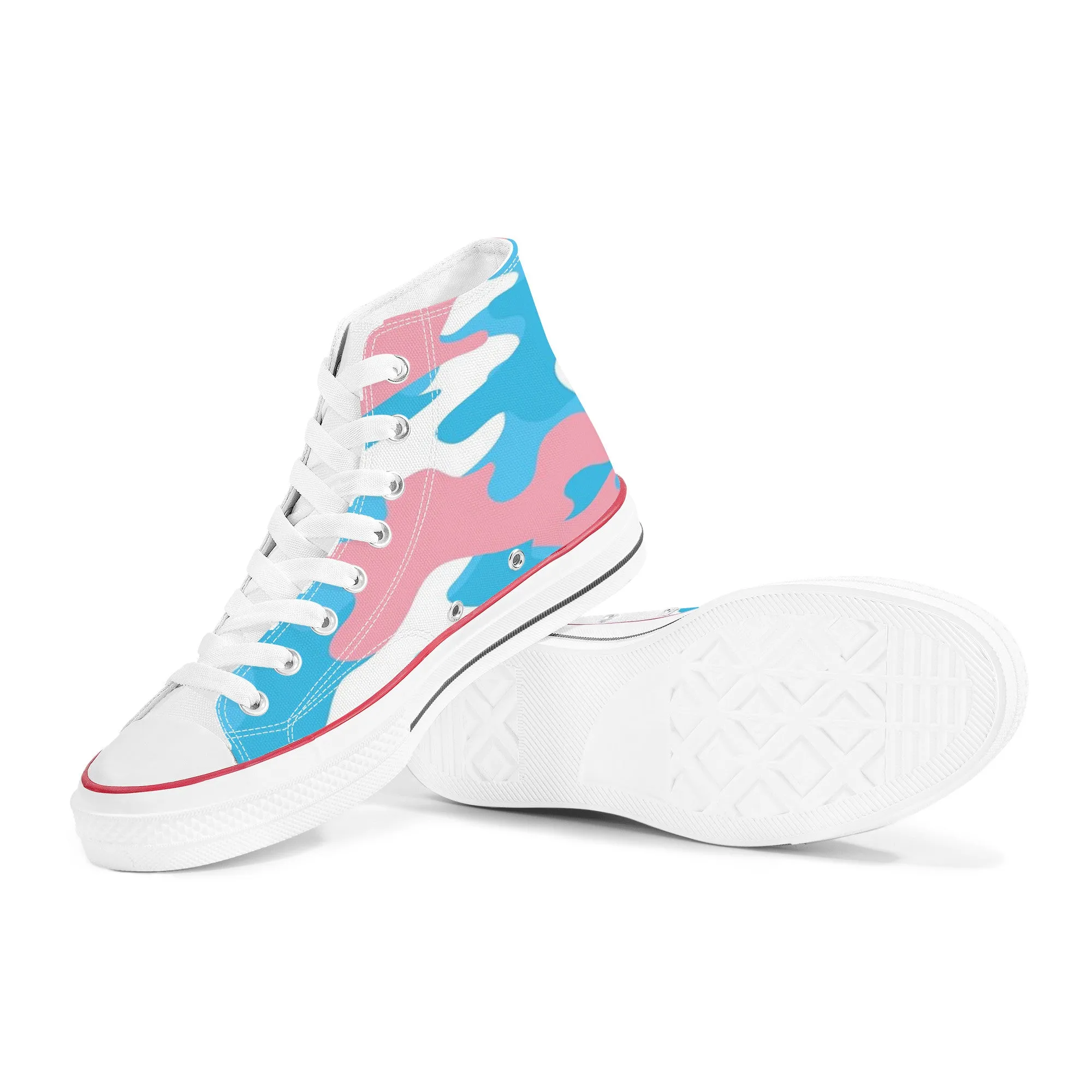 Blue Pink White Pride Camouflage High-Top Canvas Sneakers