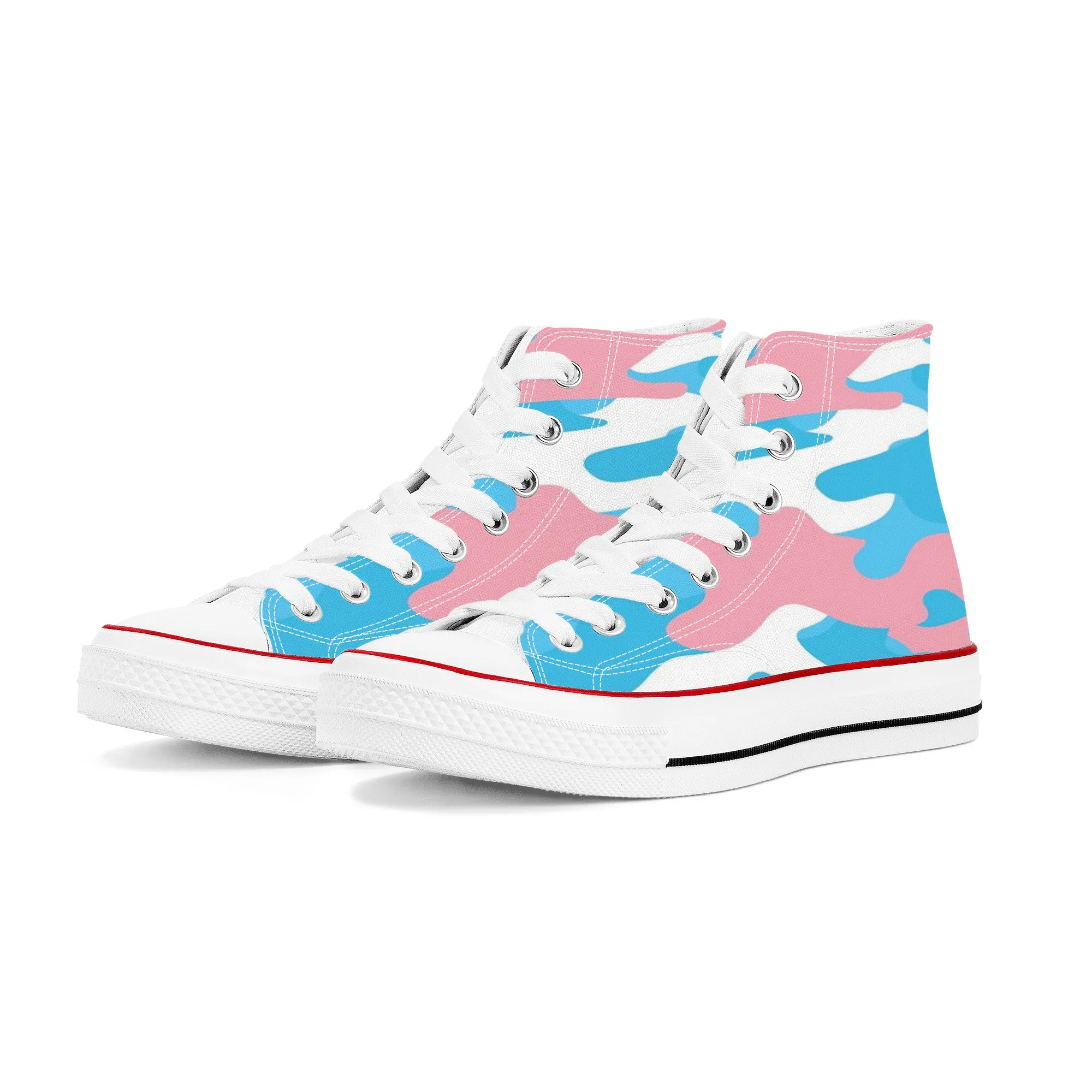 Blue Pink White Pride Camouflage High-Top Canvas Sneakers