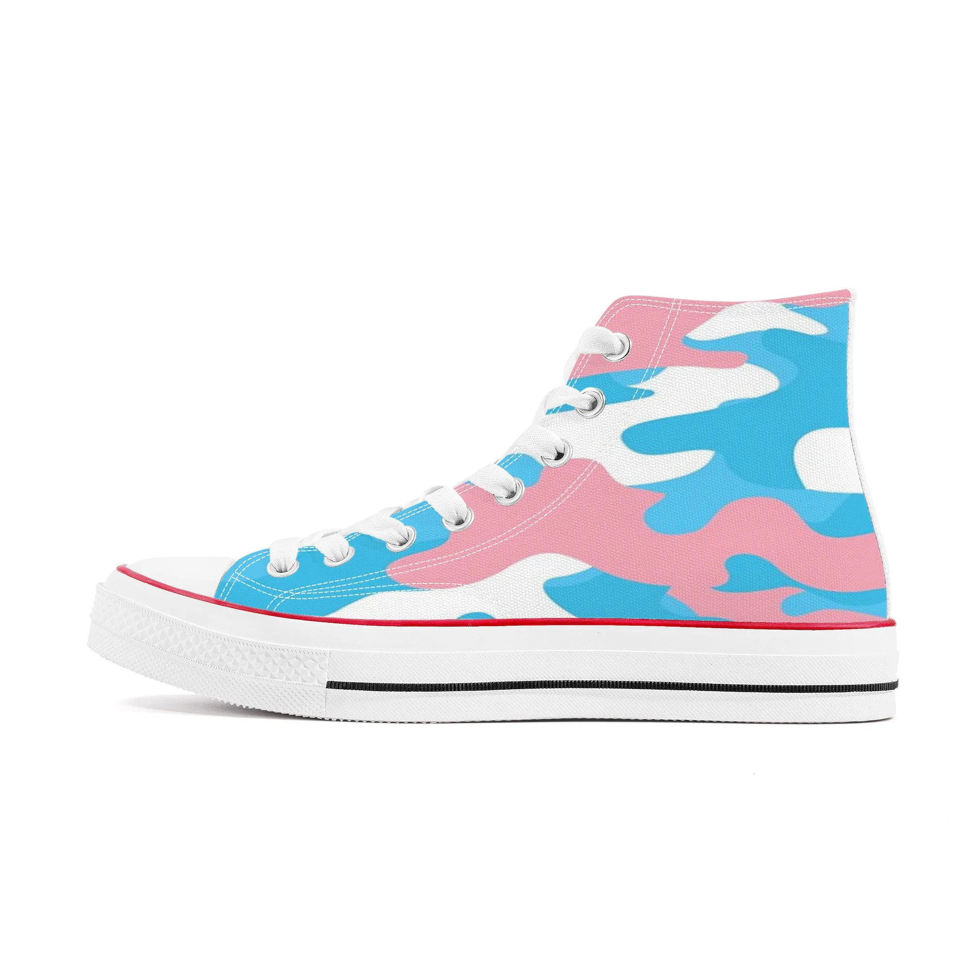 Blue Pink White Pride Camouflage High-Top Canvas Sneakers