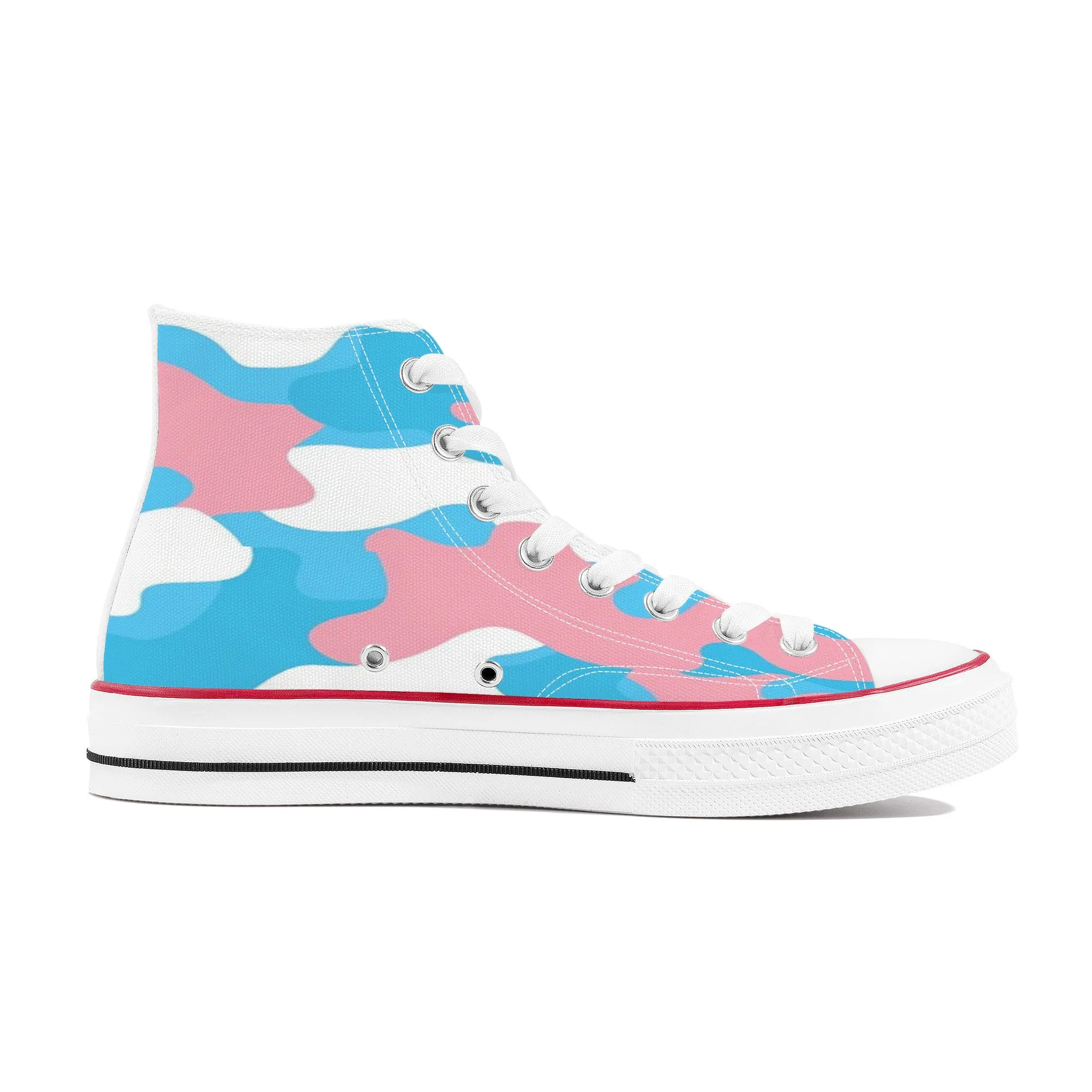 Blue Pink White Pride Camouflage High-Top Canvas Sneakers