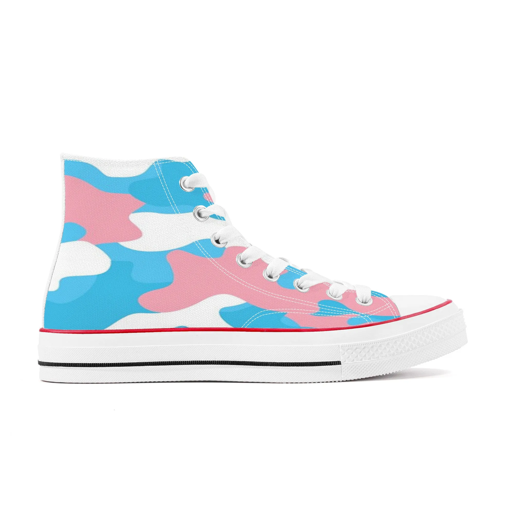 Blue Pink White Pride Camouflage High-Top Canvas Sneakers