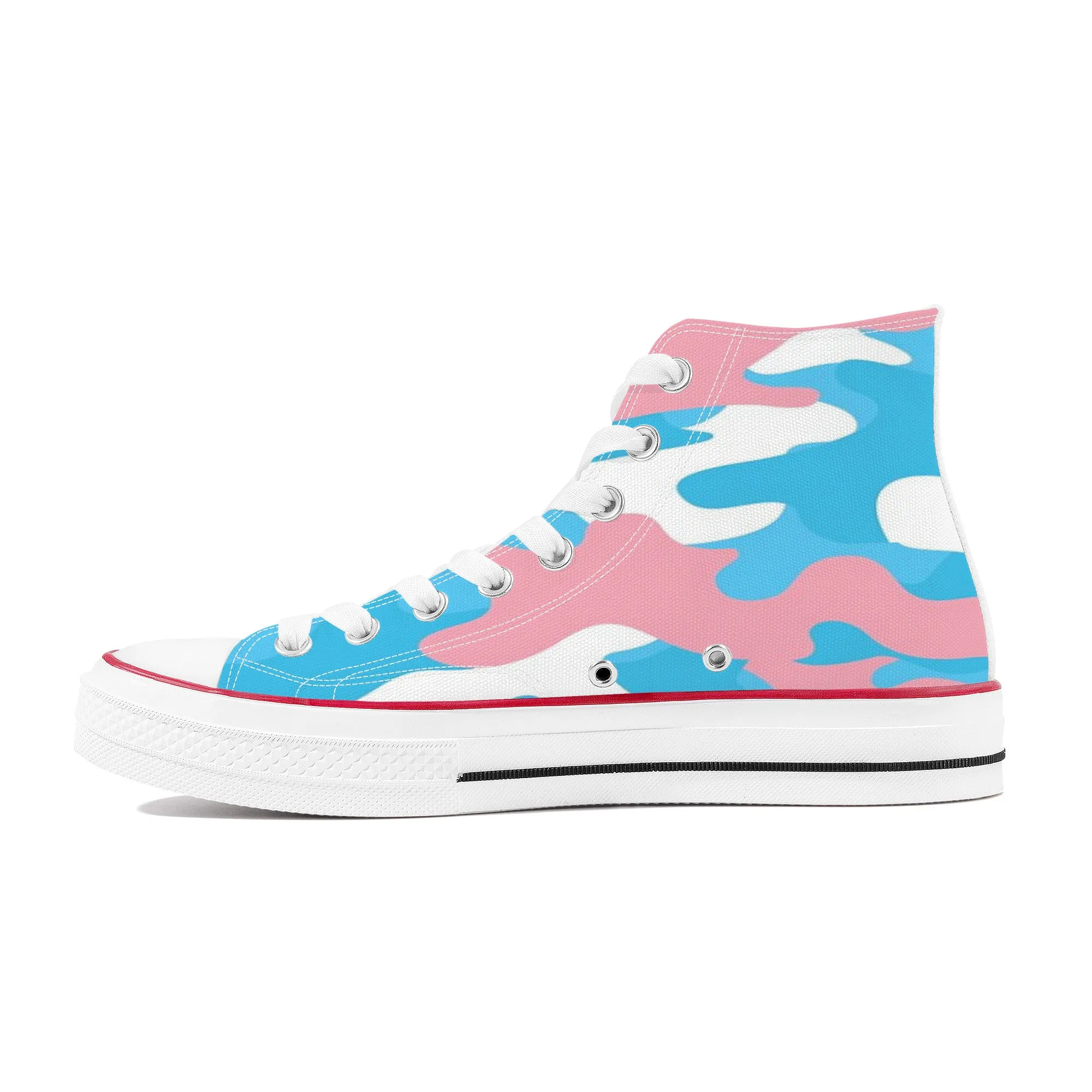 Blue Pink White Pride Camouflage High-Top Canvas Sneakers