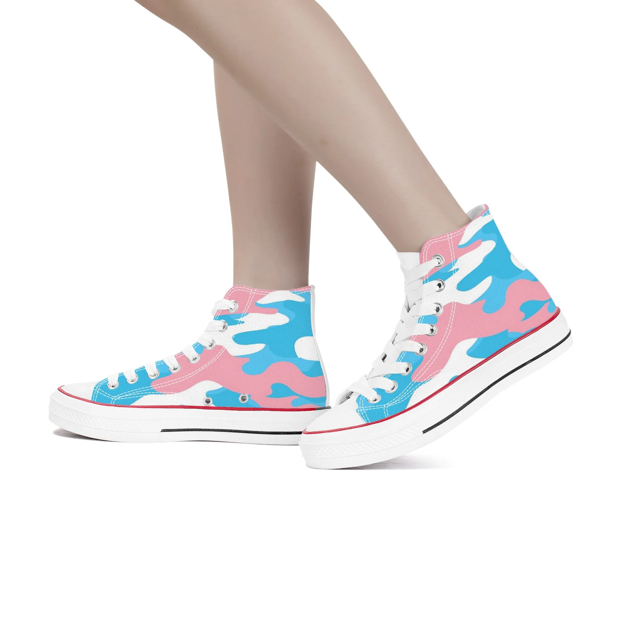 Blue Pink White Pride Camouflage High-Top Canvas Sneakers