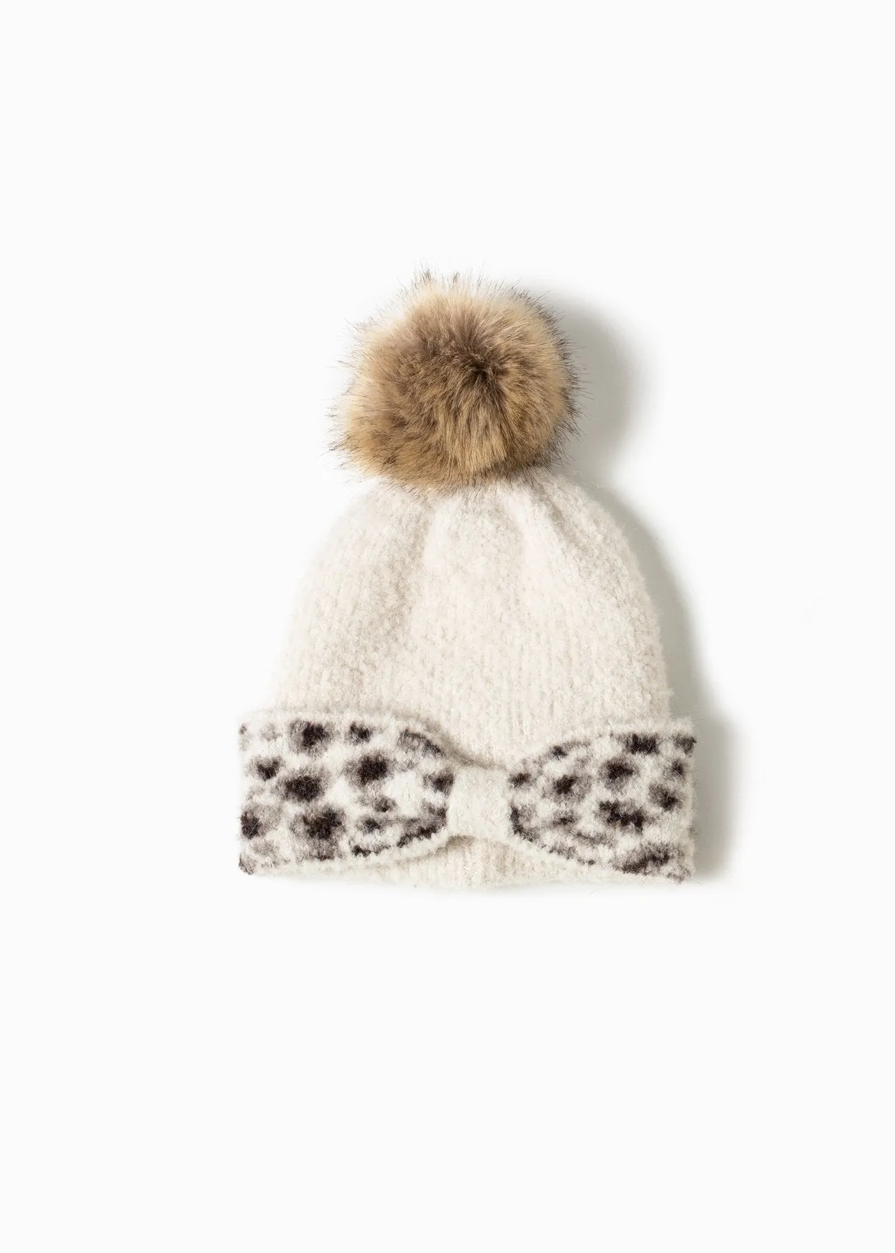 Boucle Leopard Ribbon Beanie - FINAL SALE