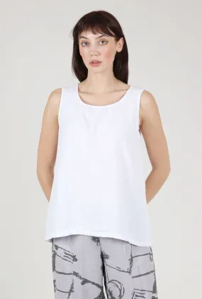 Boxy Linen Tank, White