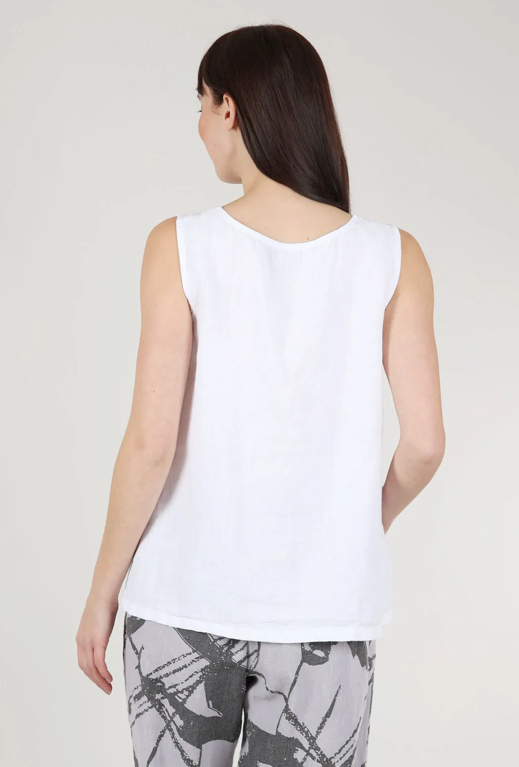 Boxy Linen Tank, White