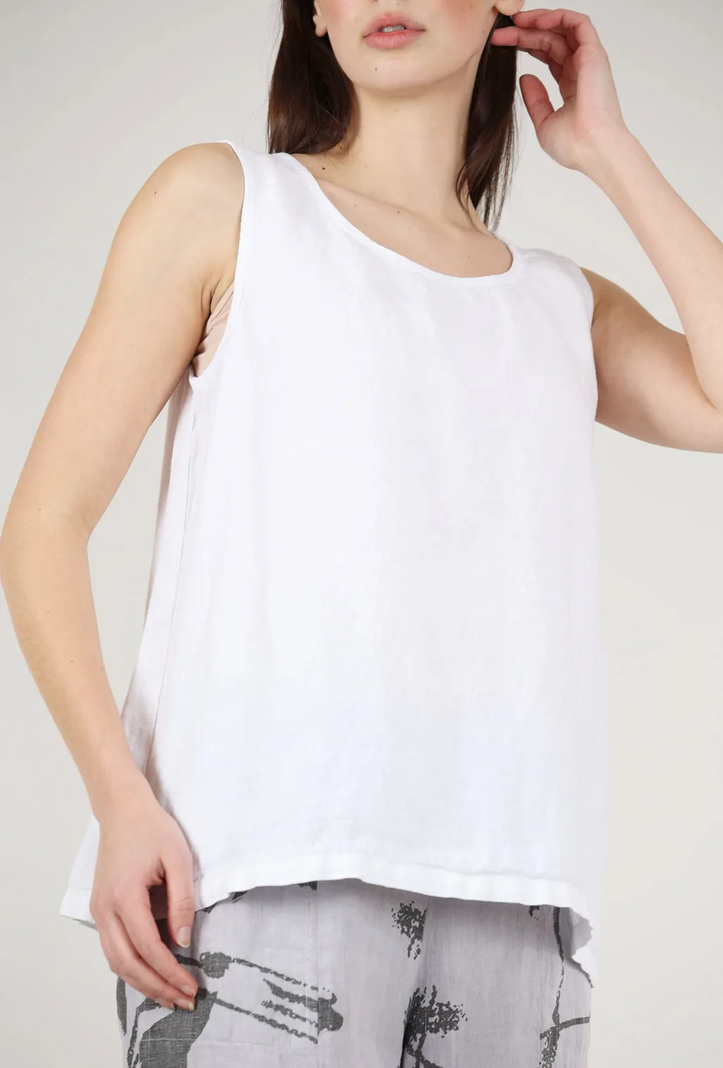 Boxy Linen Tank, White