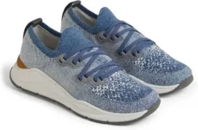 Brunello Cucinelli Kids lace-up knitted sneakers Blue