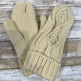 Cream Fleece Lined Mittens