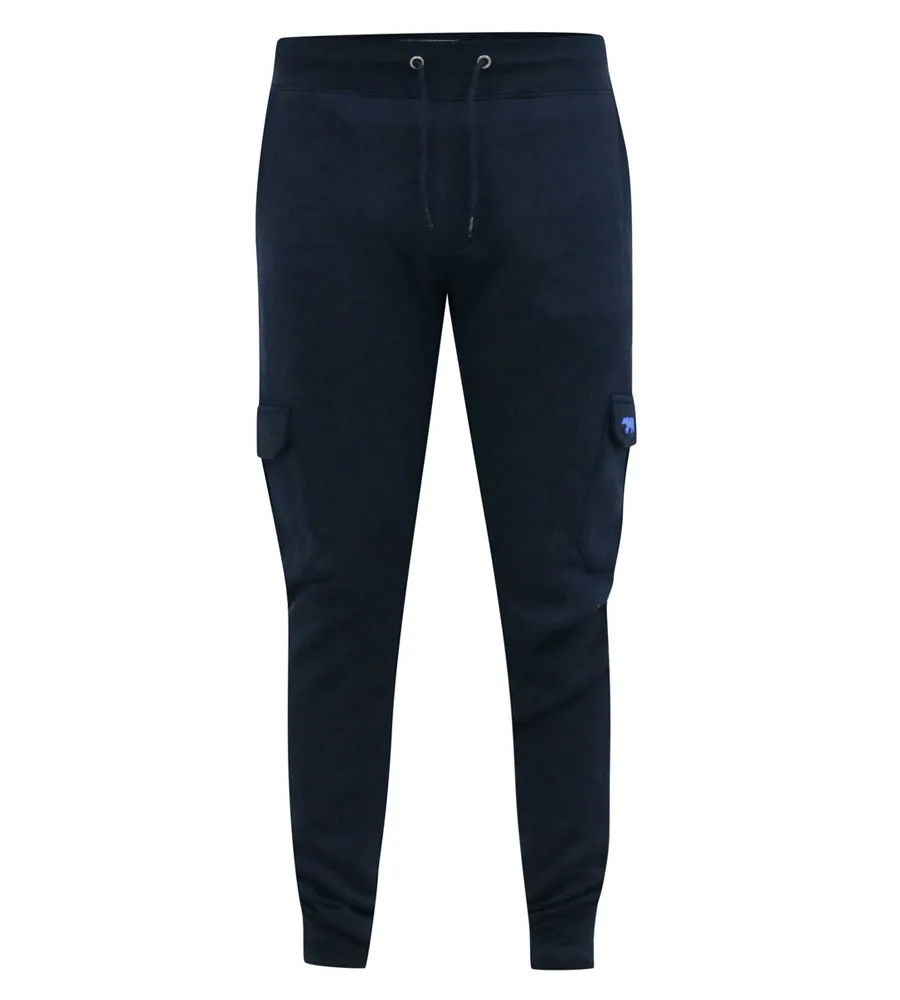 D555 Tall Mens Navy Joggers With Cargo Pockets and Ribbed Cuffs (TILDEN 1)