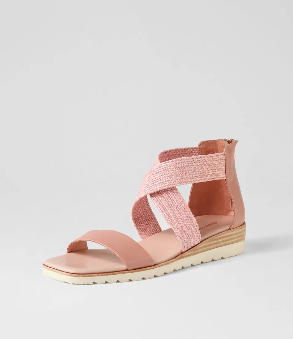 DIANA FERRARI Poet Blush Leather Woven Sandals