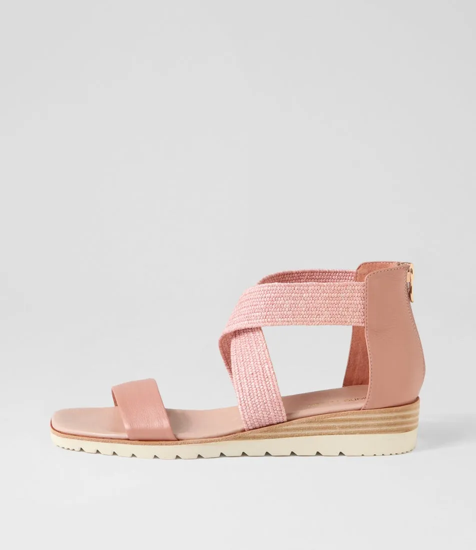 DIANA FERRARI Poet Blush Leather Woven Sandals