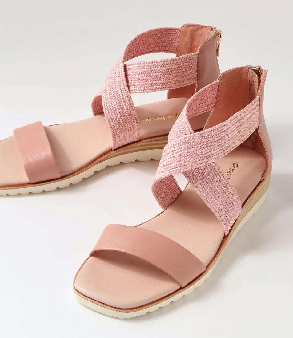 DIANA FERRARI Poet Blush Leather Woven Sandals