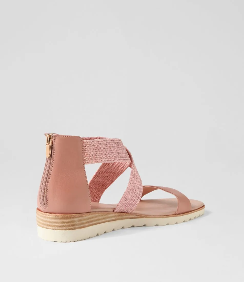 DIANA FERRARI Poet Blush Leather Woven Sandals