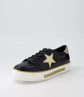 DJANGO & JULIETTE Fonno Black Gold Glam Patent Leather Sneakers