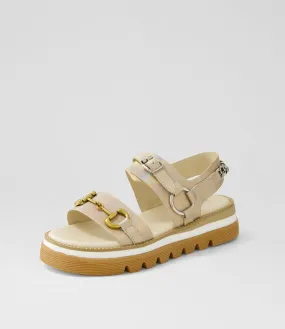 DJANGO & JULIETTE Saga Gold Petrol Shrunken Leather Sandals