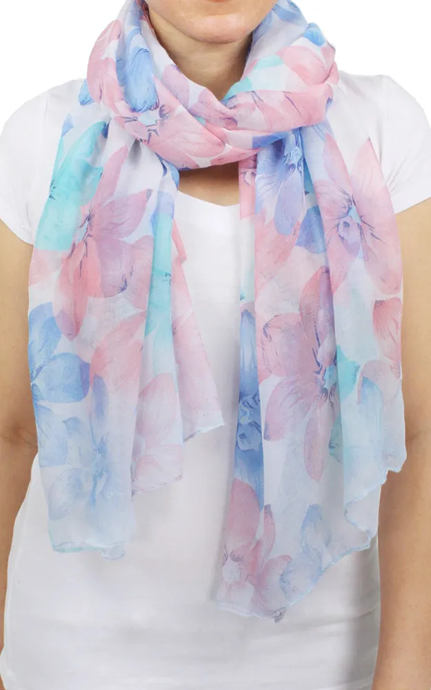 EAS9597 Flower Print Oblong Scarf