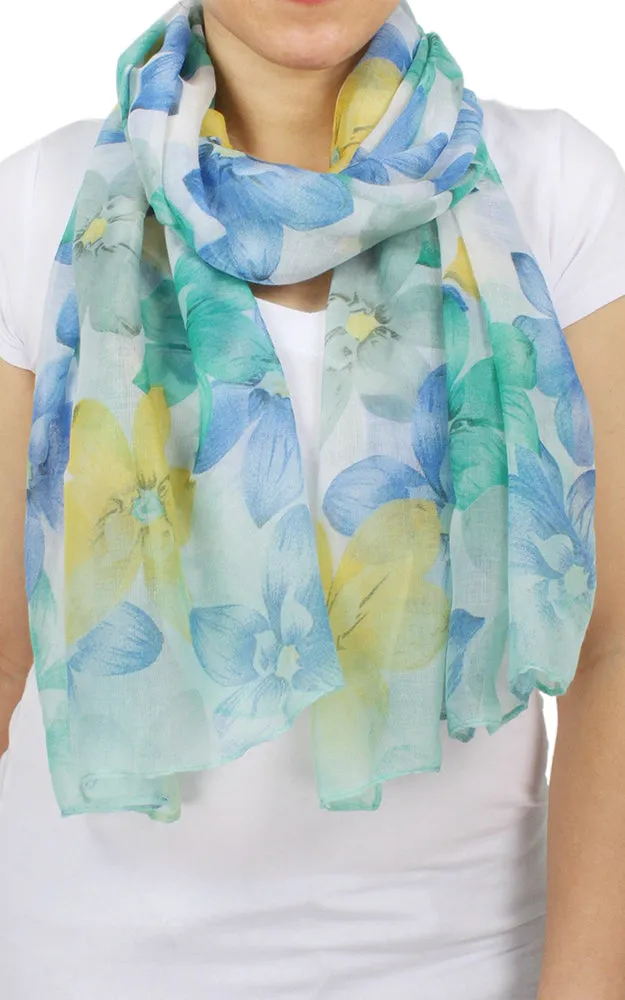 EAS9597 Flower Print Oblong Scarf