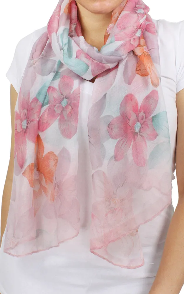 EAS9597 Flower Print Oblong Scarf