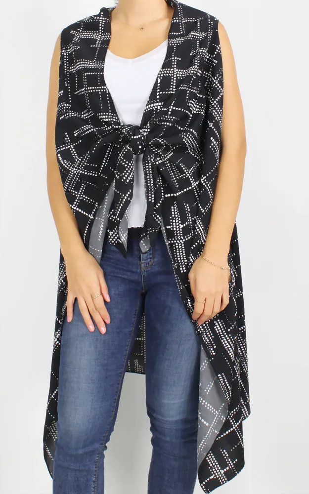 EAV9941 Abstract Print Vest Cover Up