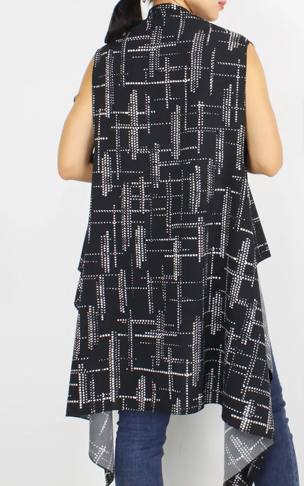 EAV9941 Abstract Print Vest Cover Up