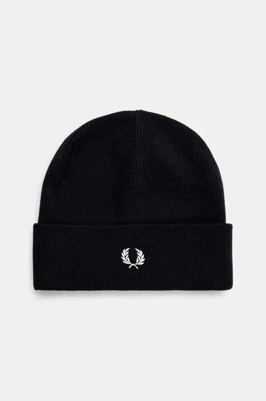 Fred Perry wool beanie Classic Beanie navy blue color C8161.T05