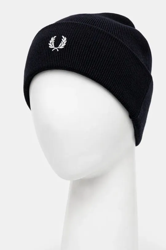 Fred Perry wool beanie Classic Beanie navy blue color C8161.T05