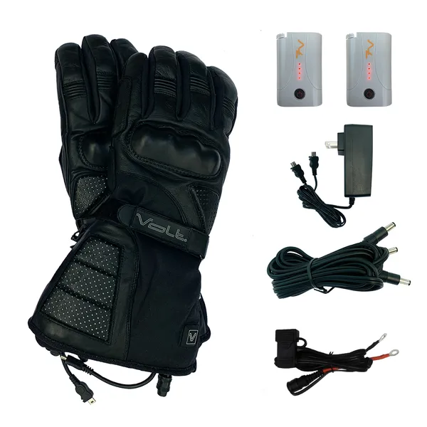 FUSION 12v/7v Dual Source Leather Motorcycle Heated Gloves 