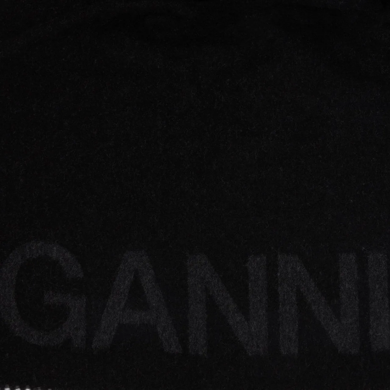 GANNI The Sustainable Edit Two-Tone Logo Scarf - Black