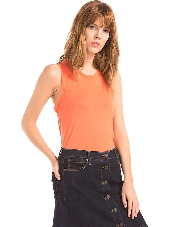 GAP Women Orange Jersey Tank