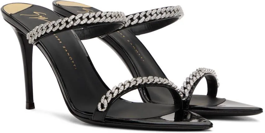 Giuseppe Zanotti Black Intriigo String 90 Heeled Sandals