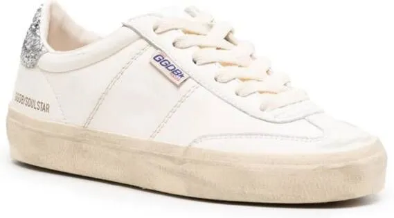 Golden Goose Soul Star distressed glittered sneakers White