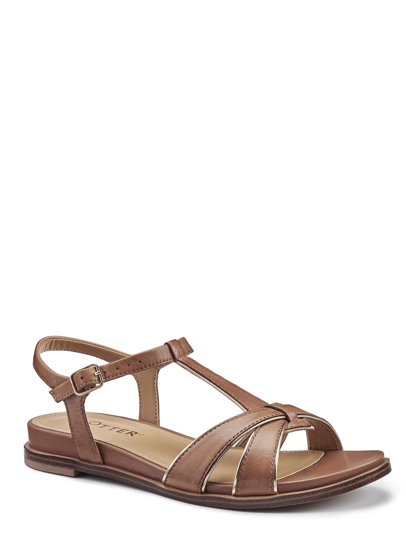 Hotter Sandals Leather Standard Pienza - Rich Tan-le