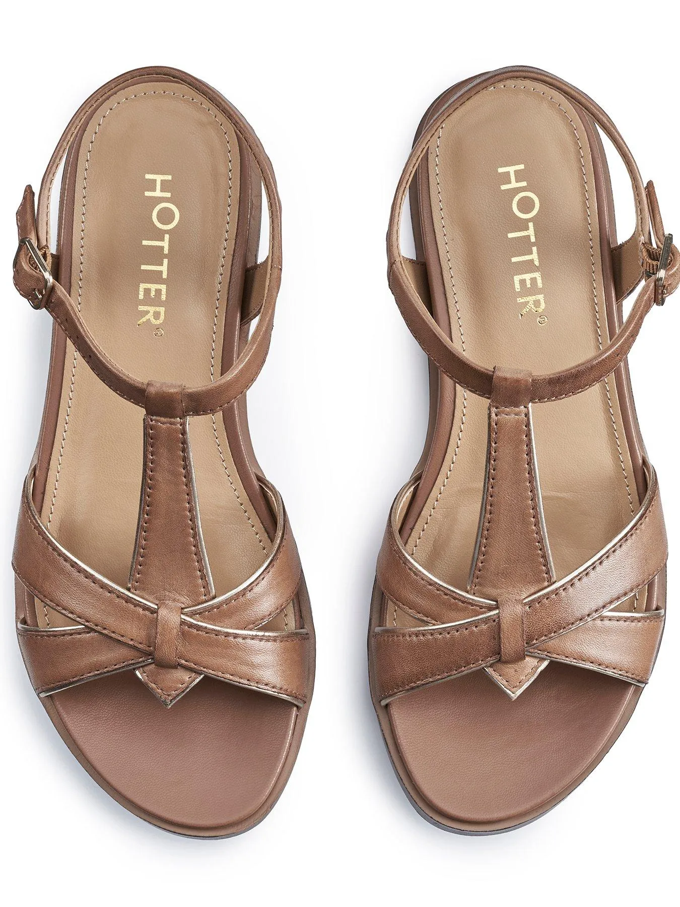 Hotter Sandals Leather Standard Pienza - Rich Tan-le