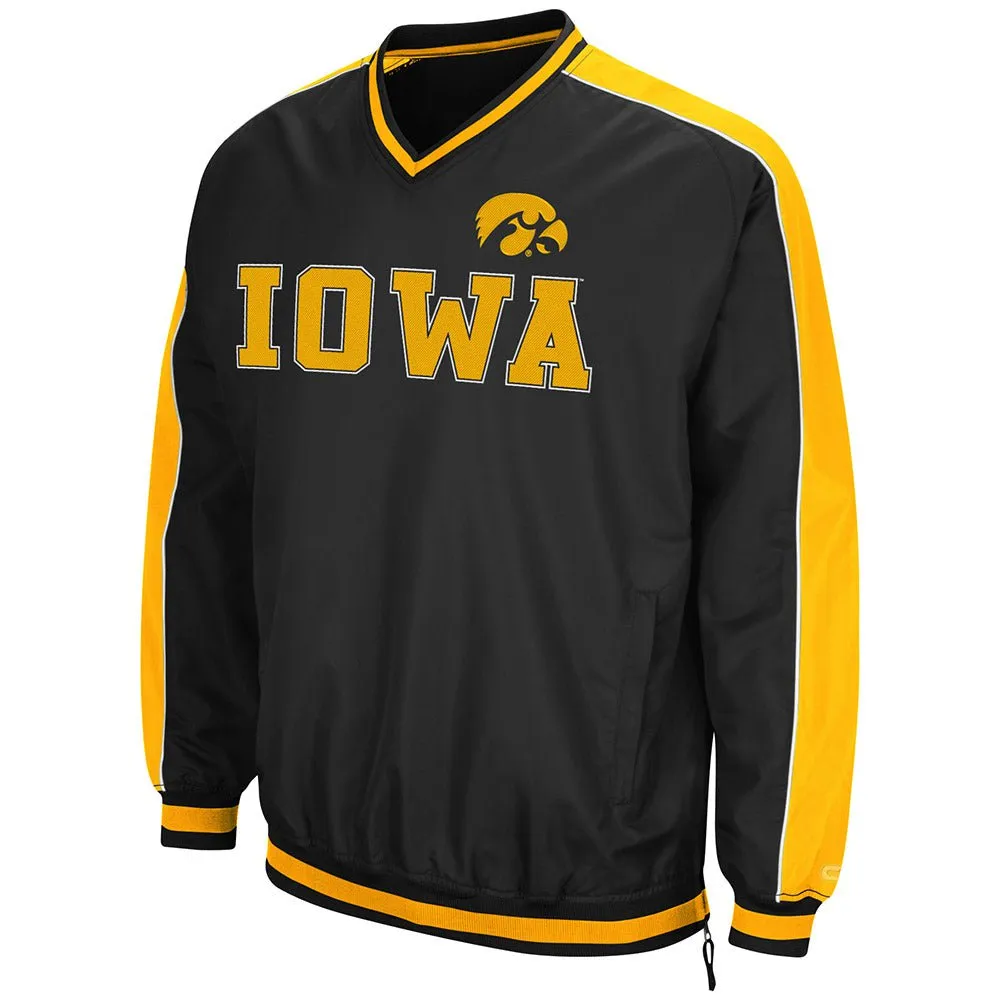 Iowa Hawkeyes Colosseum Black Attack Line Long Sleeve V-Neck Windbreaker