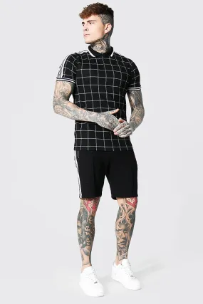 Jacquard Polo & Tape Short Set