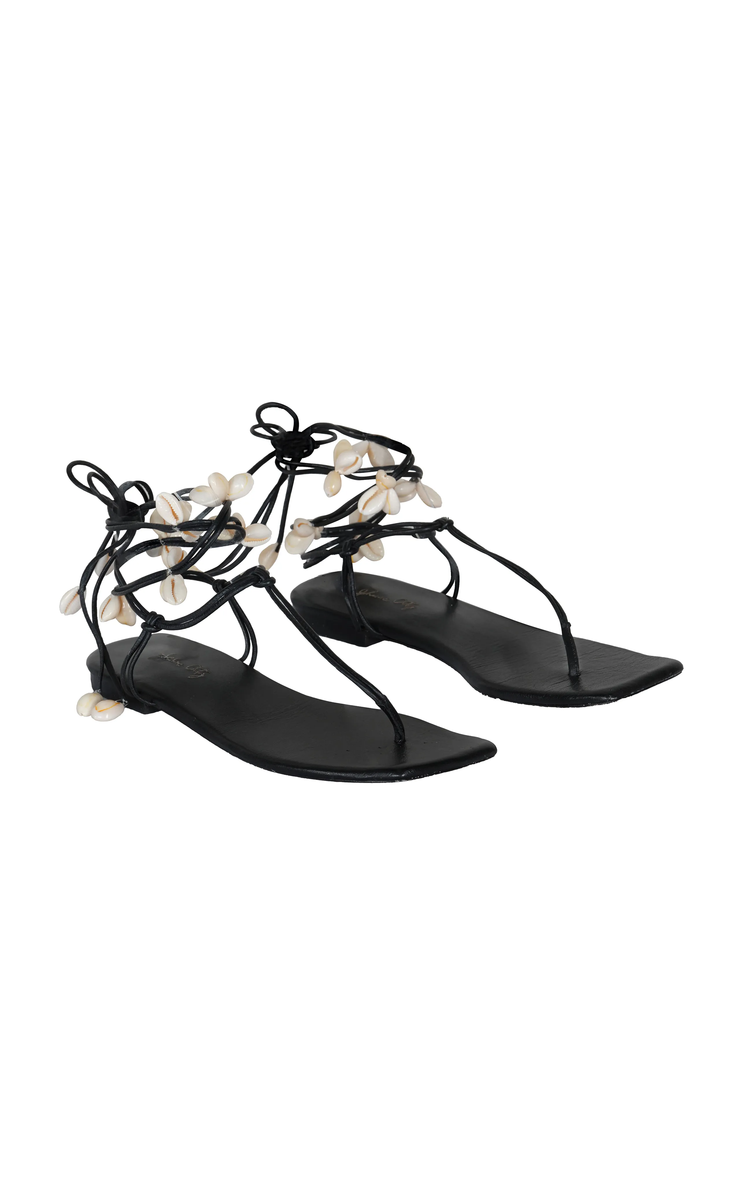 Johanna Ortiz Amazonia Peruana Shell-Embellished Leather Sandals