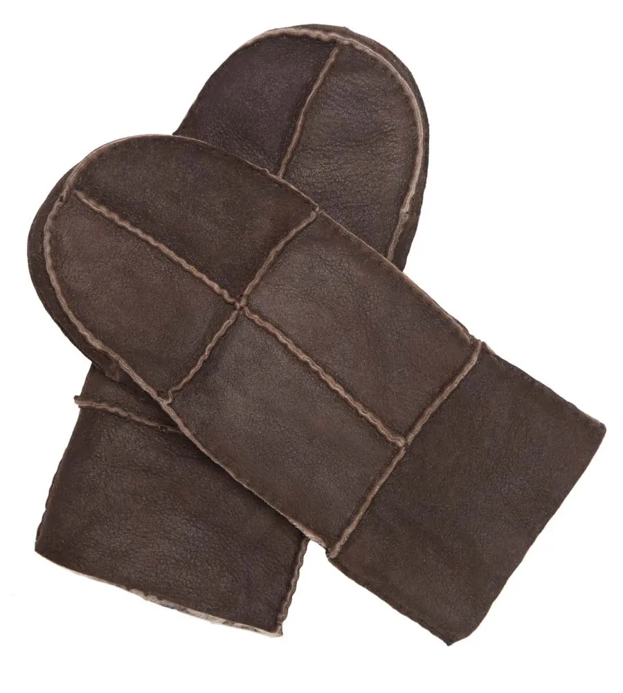 Ladies Sheepskin Mittens - Dark Brown