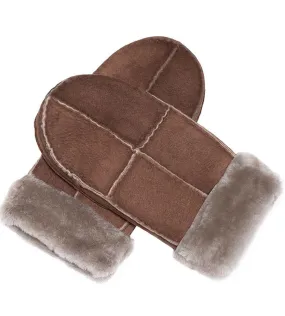 Ladies Sheepskin Mittens - Dark Brown