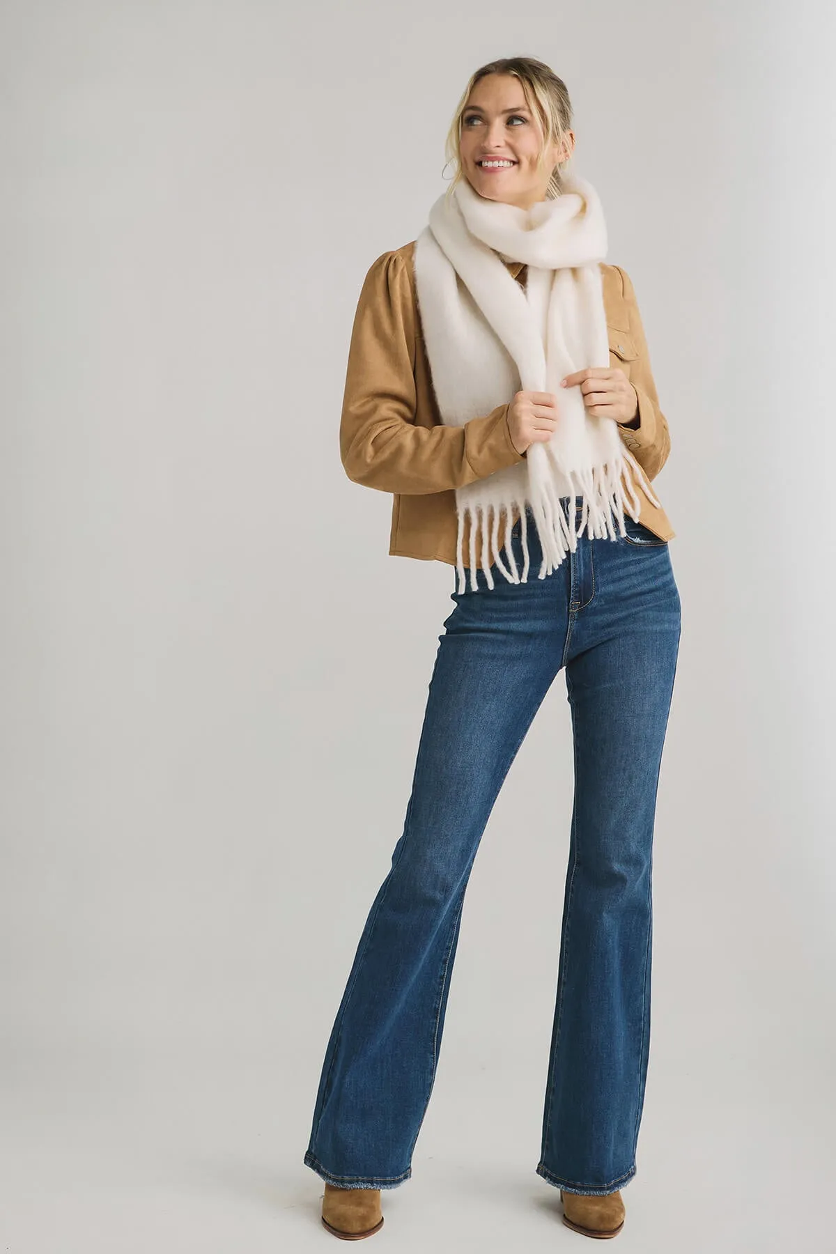 Look By M Solid Fringe Hem Grunge Scarf