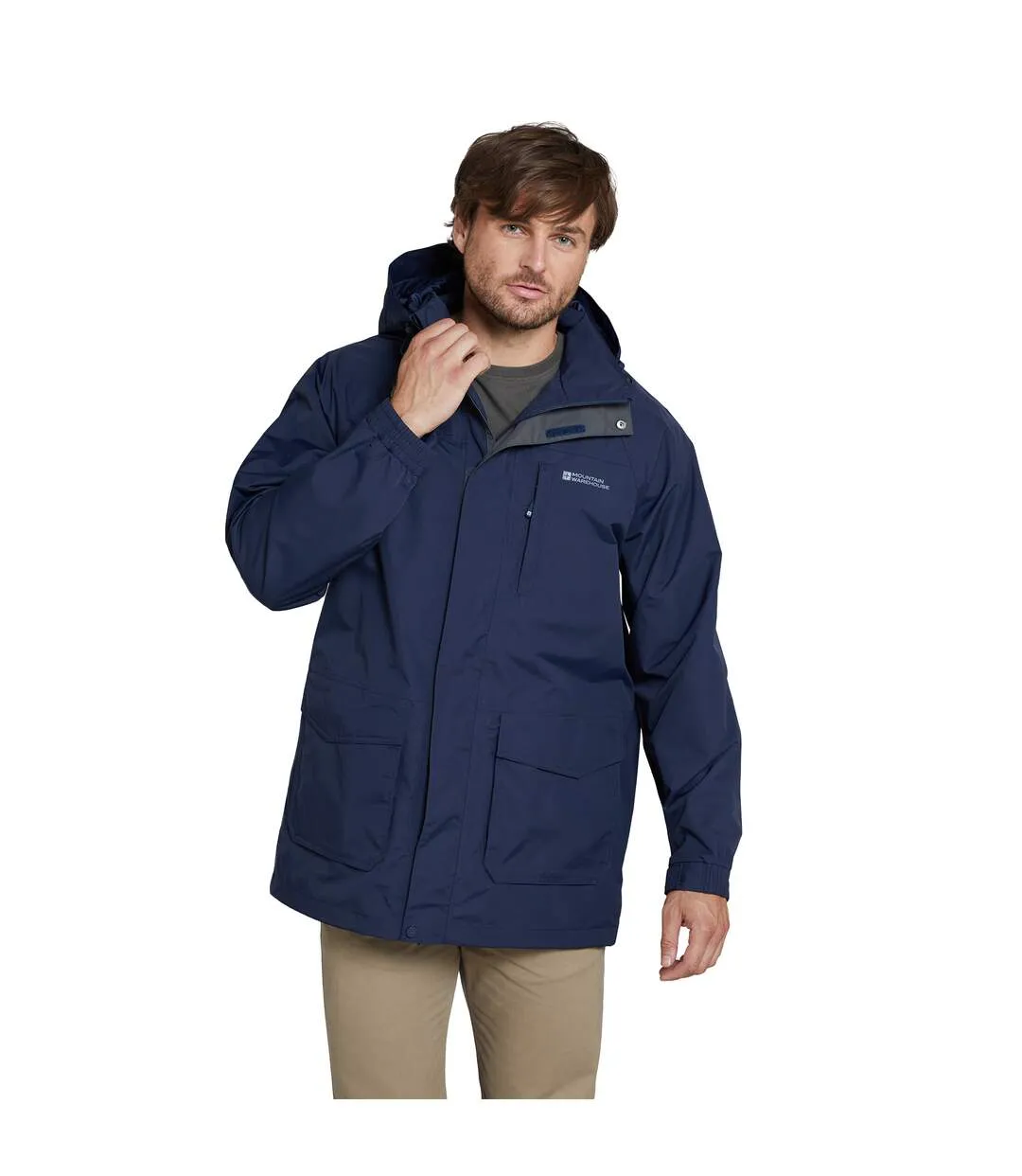 Mens glacier ii long waterproof jacket navy Mountain Warehouse