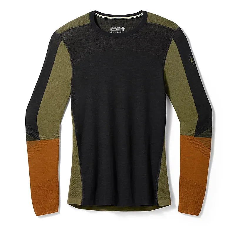 Men's Intraknit Thermal Merino Base Layer Colorblock Crew (M33 - Black-Winter Moss)