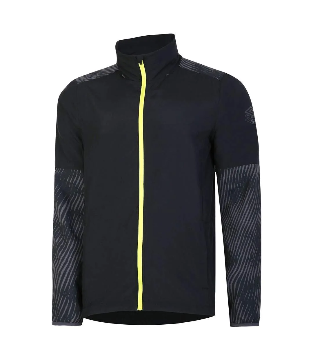 Mens pro stripe detail training waterproof jacket black/periscope/limeade yellow Umbro