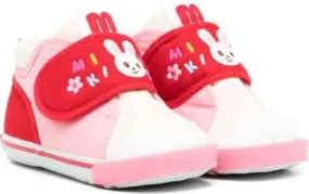 Miki House embroidered-logo touch-strap sneakers Pink