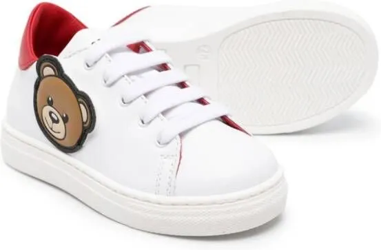 Moschino Kids Teddy Bear-motif leather sneakers White